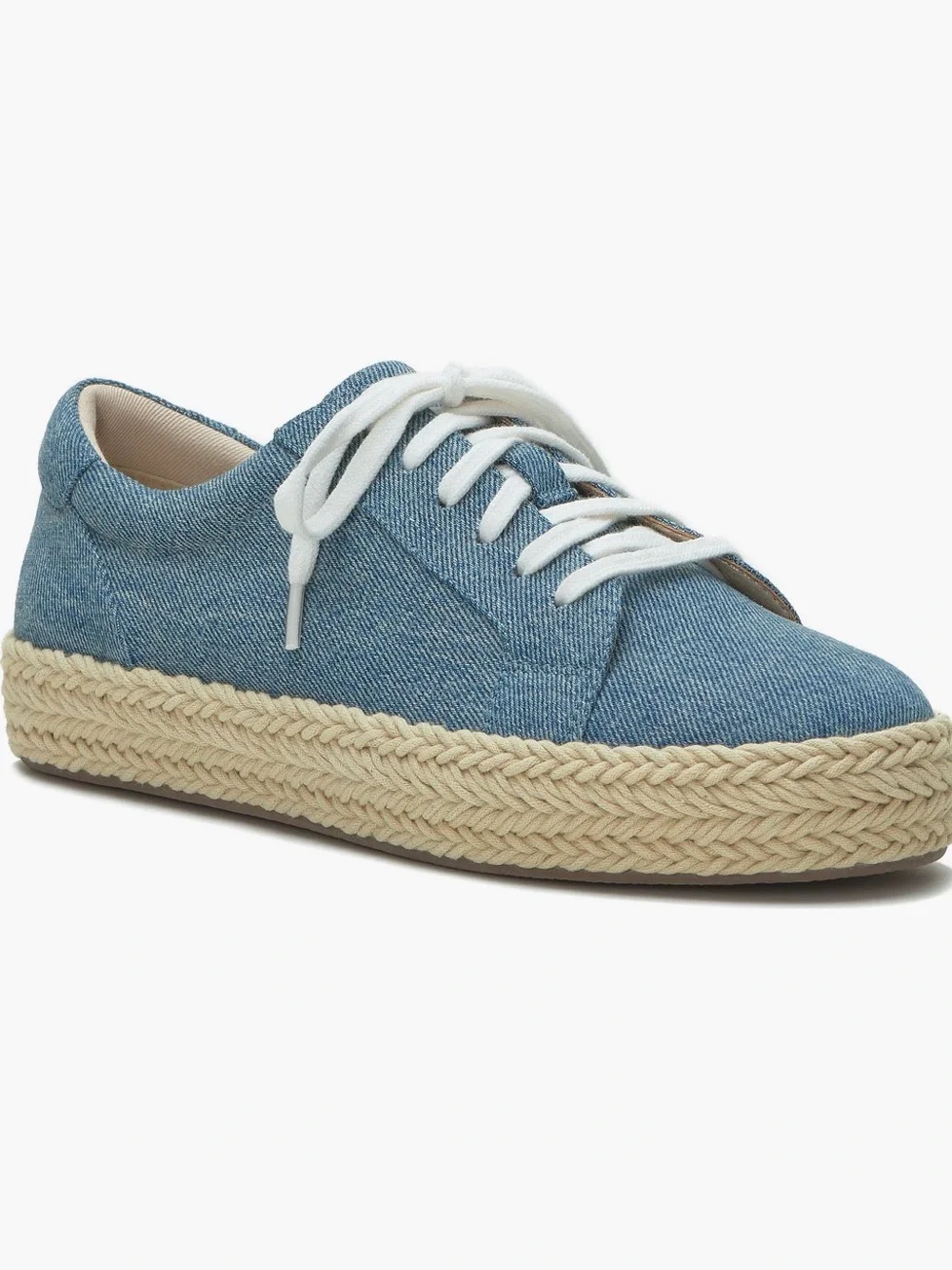 Lucky Brand Denim Lace-Up Espadrille Sneaker - Blue with White Laces Size 10 New